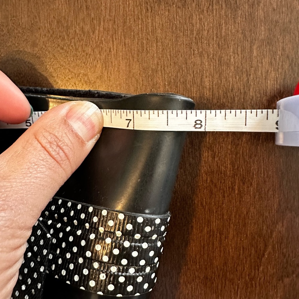 Black Wedged Rain Boots with Bow Size 9 - Picture 4 of 5